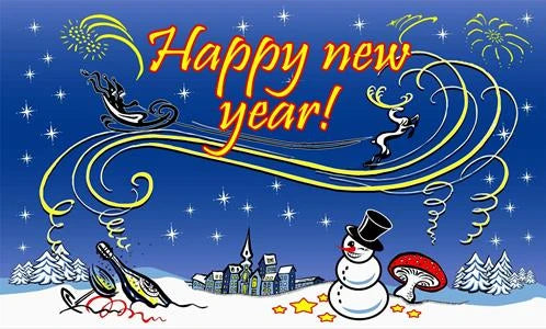 Snowman Happy New Year 5ft x 3ft Flag