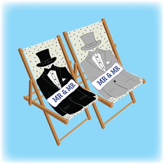 Mr & Mr Personalised Deckchair - Tuxedo design