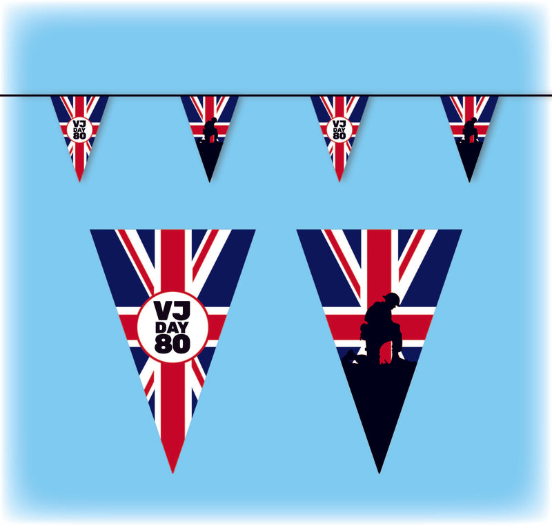 VJ Day Bunting Triangular - 10 metres - Design 2