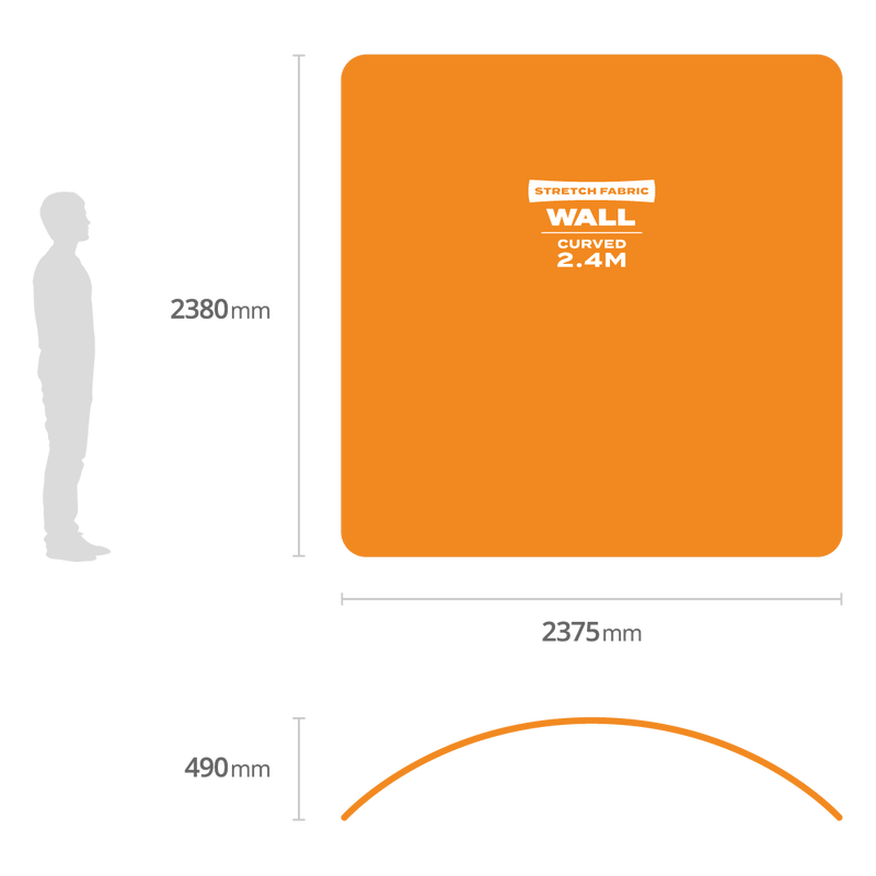 2.4m wide curved stretch fabric wall