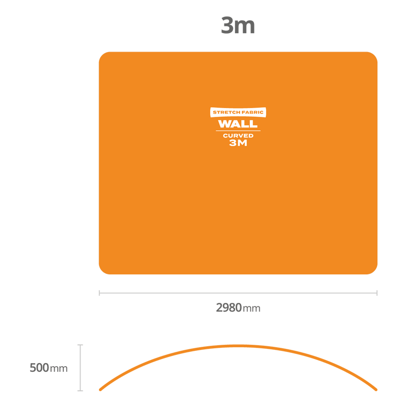 3m wide curved stretch fabric wall