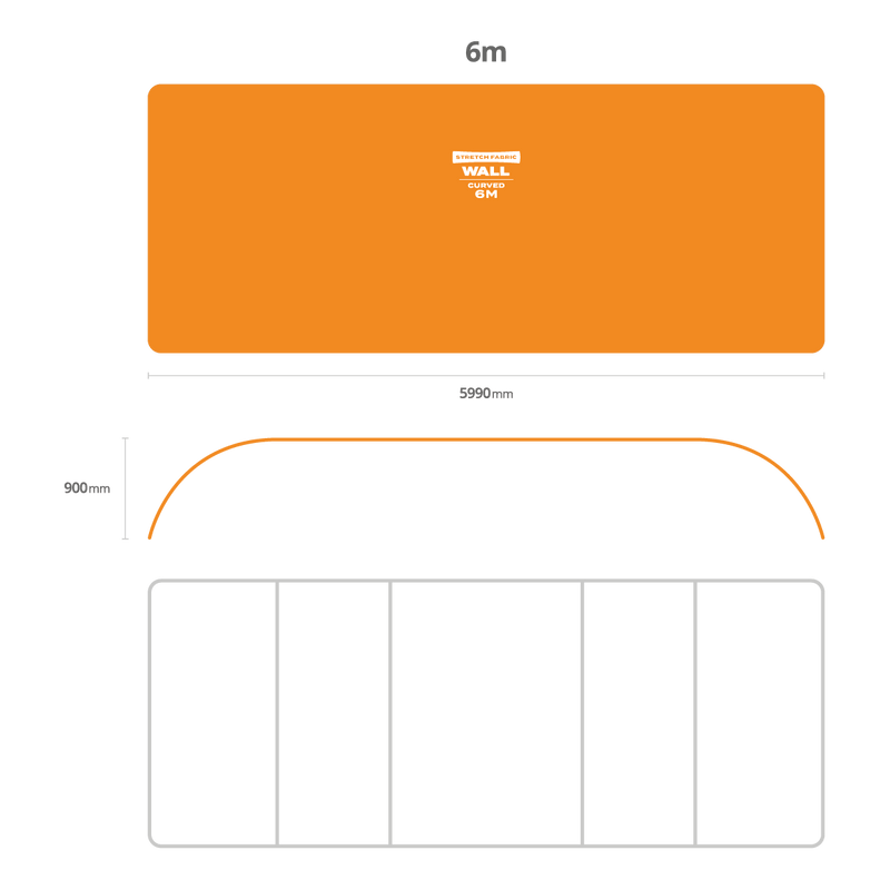 6m wide curved stretch fabric wall