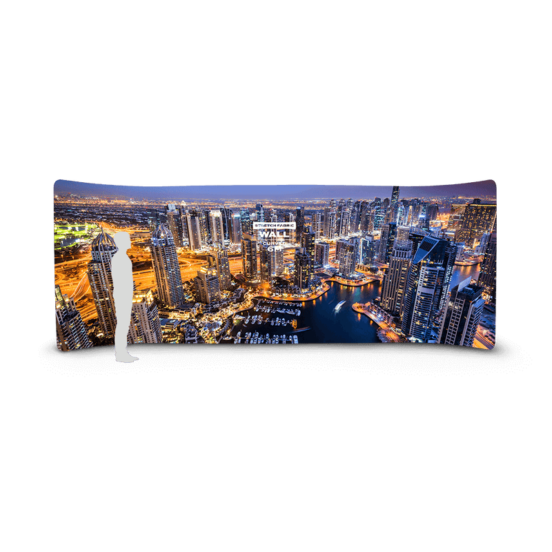 6m curved fabric wall with printed fabric
