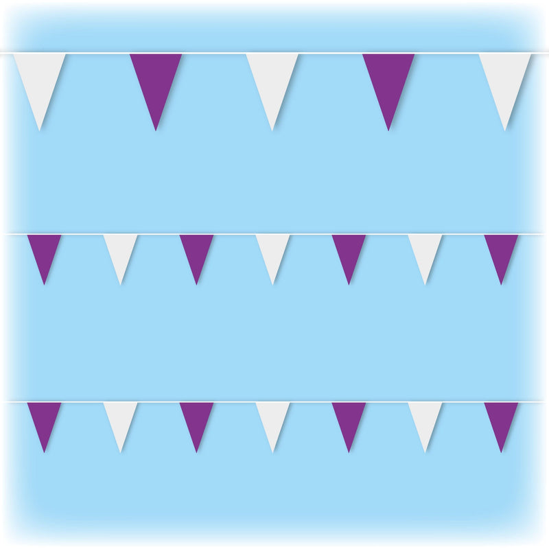 Purple and silver PVC bunting