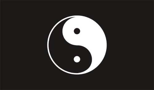 Black Ying Yang Flag - 5ft x 3ft