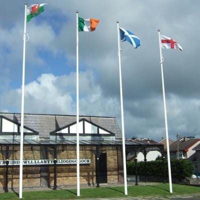 10 Metre Fibreglass Flagpole with Hinged Base Plate and External Halyard System
