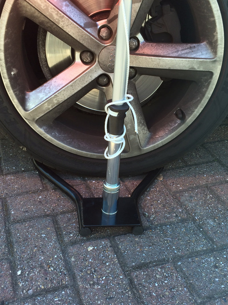 Medium Feather Flag with drive on car wheel base