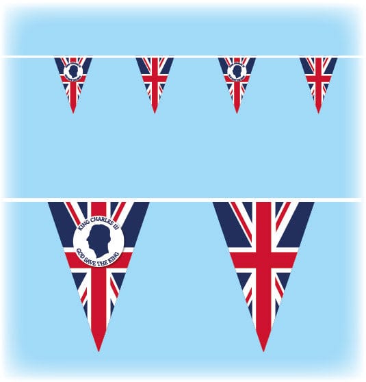 King Charles Coronation Bunting - Silhouette Design - Triangle