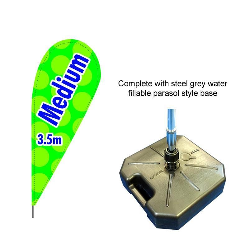 Medium Teardrop Flag with water fillable steel grey base
