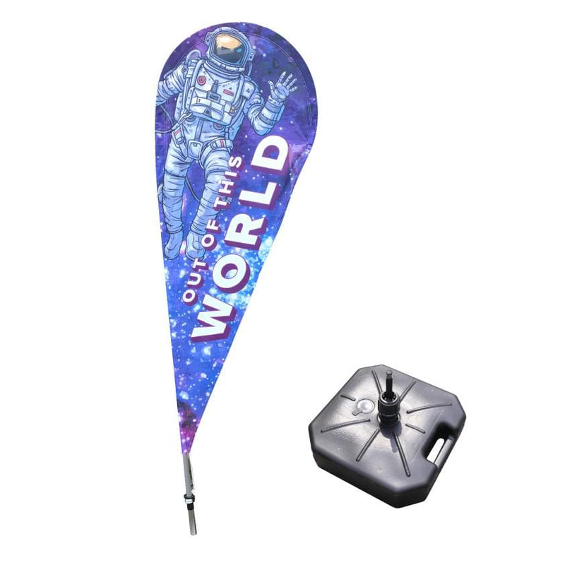 Small Teardrop Flag with steel grey water fillable base