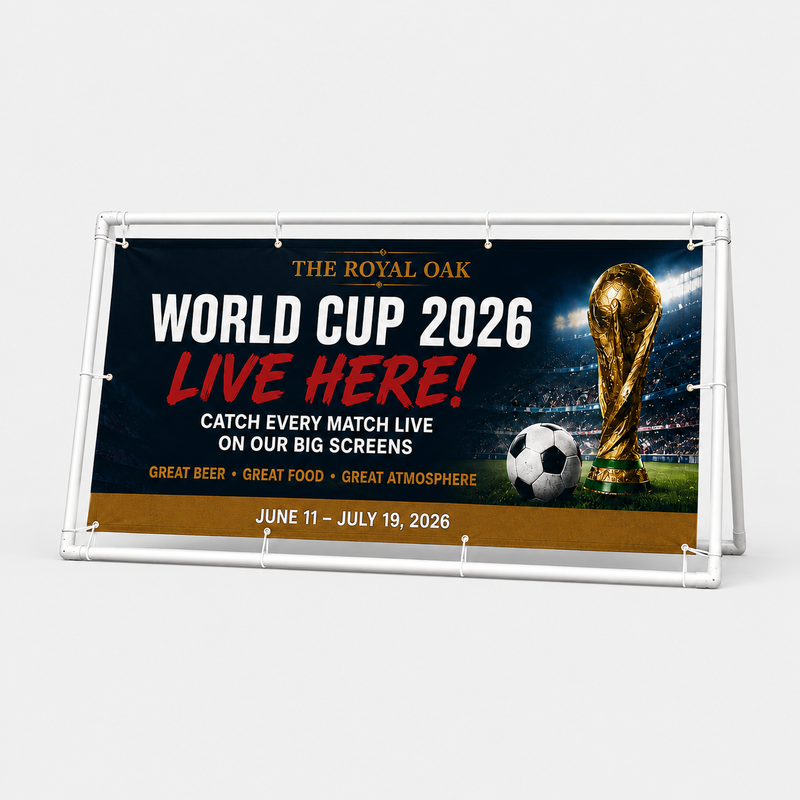 Steel Banner Frame with Custom Printed World Cup Banner