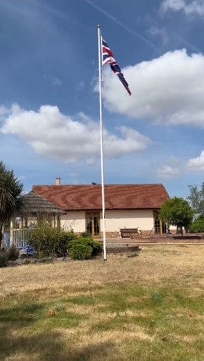 8 metre step tapered flagpole with Internal halyard