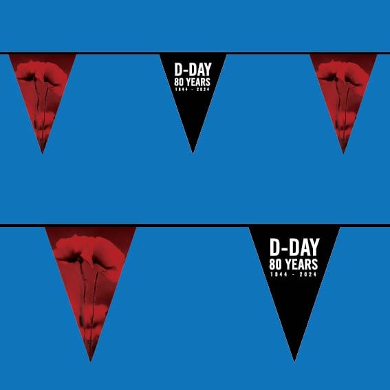 D-Day 80th Anniversary Synthetic Bunting - A4 Triangles - Design 2