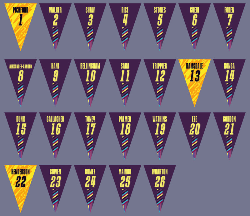 England Football Team Squad Bunting (Away Kit)