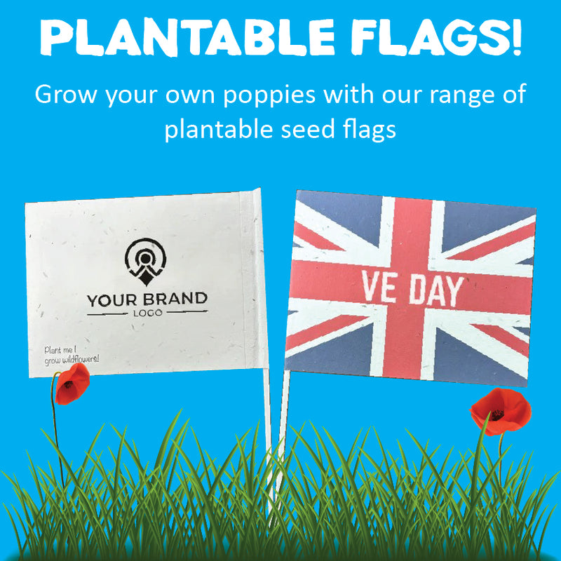 Plantable poppy seed paper handwaving flags