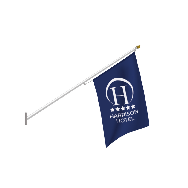 2m Fibreglass Wall Flagpole with Angled Bracket - UK MADE