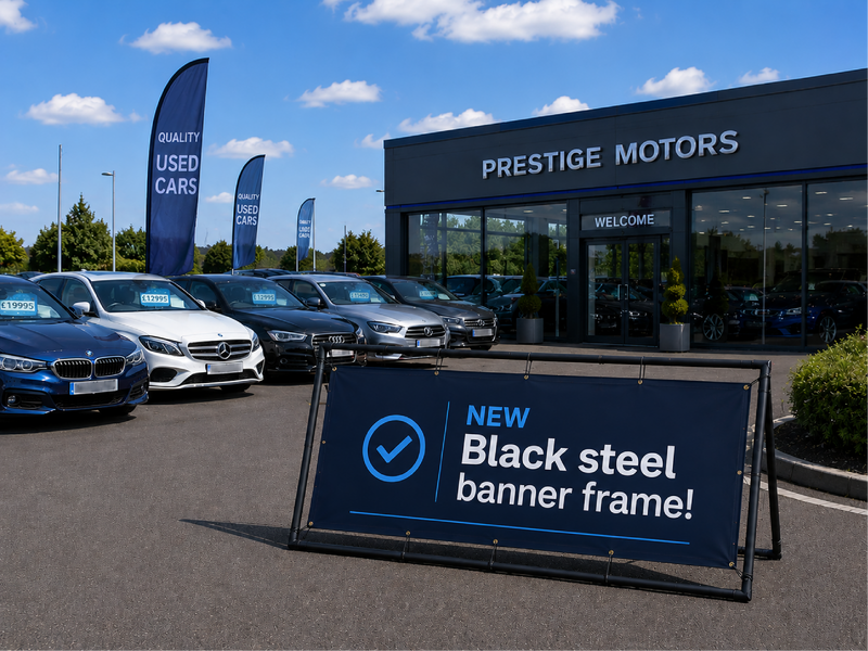 Steel Banner Frame - Black - With Banner