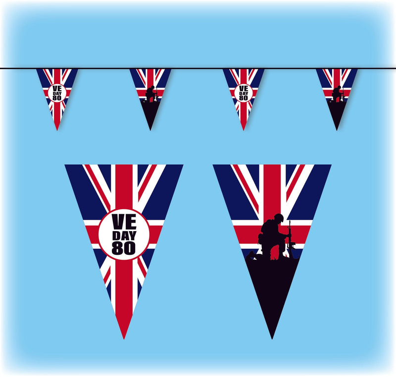 VE Day Bunting Triangular - 10 metres - Design 2 – Flags and Flagpoles