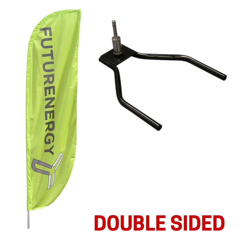 DOUBLE SIDED Small Feather Flag with Car Wheel Base