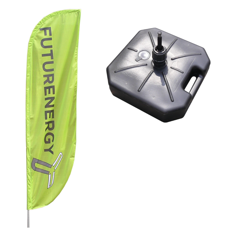 Small Feather Flag with Steel Grey Water Fillable Parasol Base