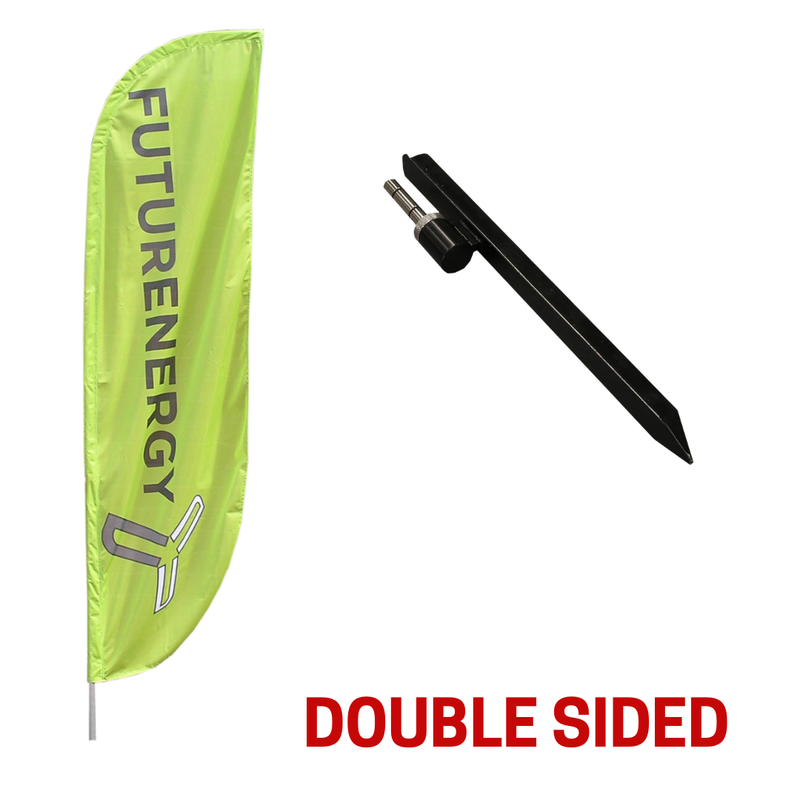 DOUBLE SIDED Small Feather Flag with T-Spike Base