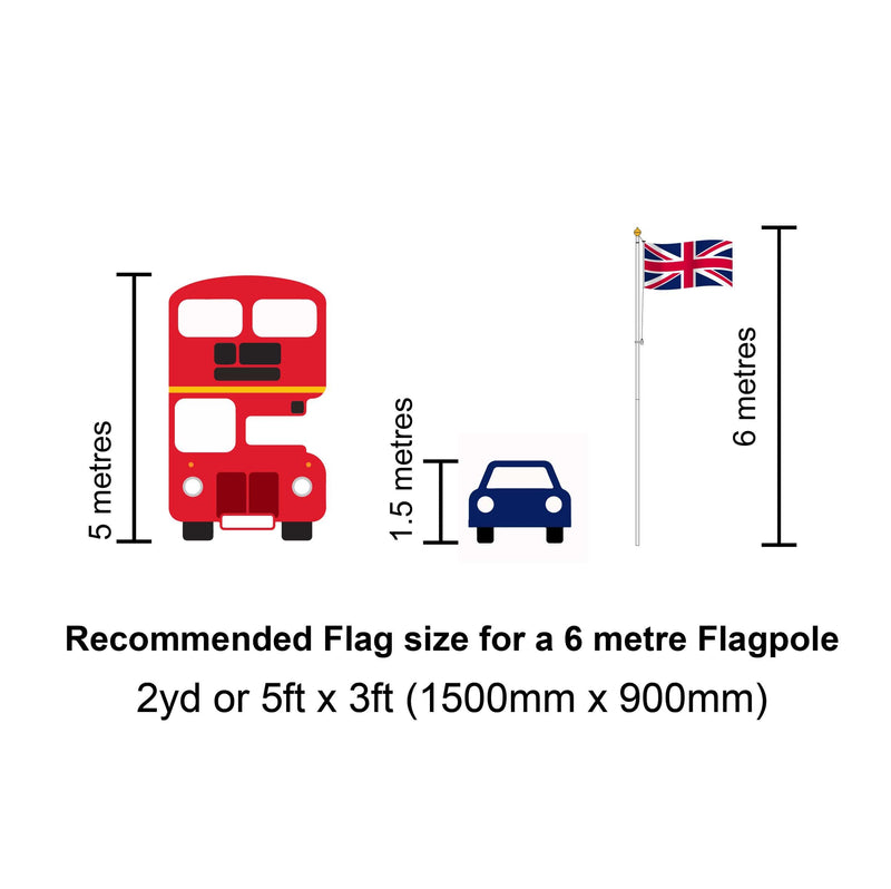 6m Step-tapered Builders Flagpole with Rotating Arm