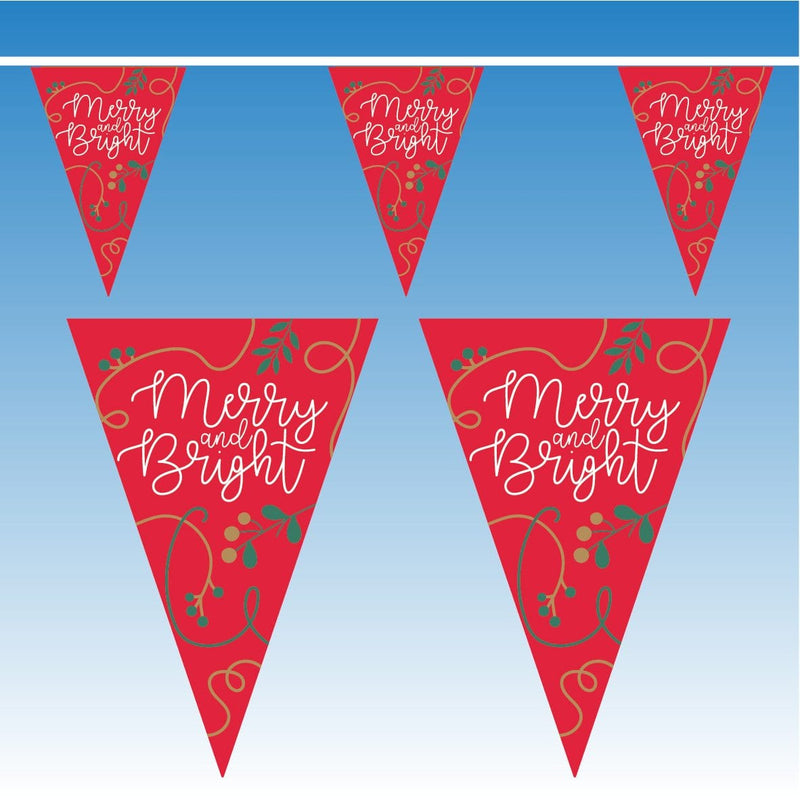 Red Merry & Bright Christmas Bunting