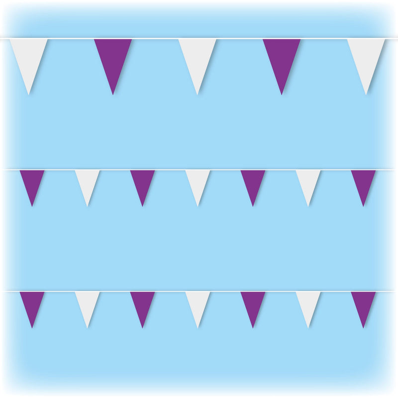 Purple and silver PVC bunting