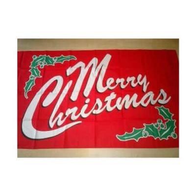Merry Christmas Budget Display Flag - Red 3ft x 2ft