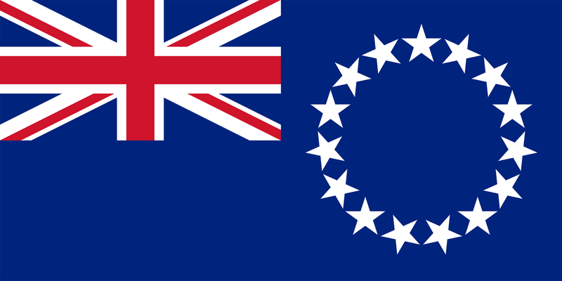 Cook Islands 3yd (274cm x 137cm) Sewn Flag with Rope & Toggle