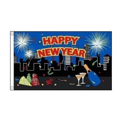 Happy New Year Flag - 5ft x 3ft