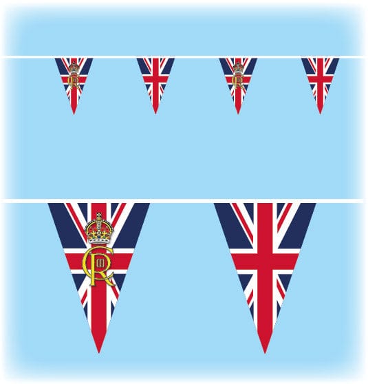 King Charles Coronation Bunting - Royal Cypher Design - Triangle