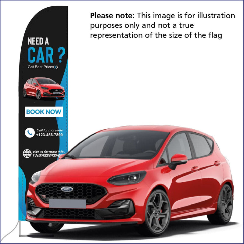 3.5 metre high Feather Flagpole with car drive on base