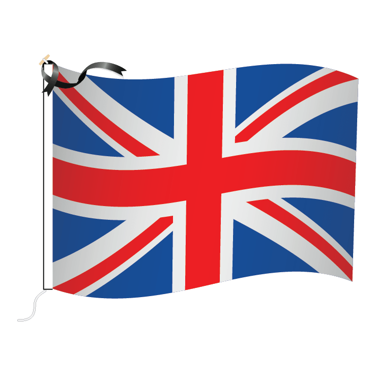 Sewn Union Flag 2.0yrd with black ribbon for mourning