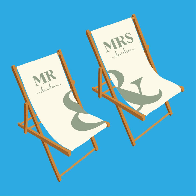 Mr & Mrs Wedding Deckchairs - Cream