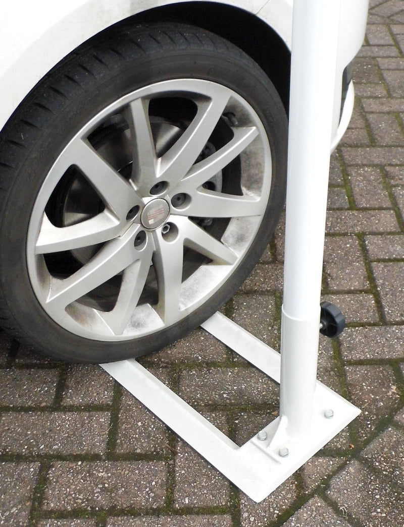 Flagpole with Car drive on base and custom printed flag - 4.95m high