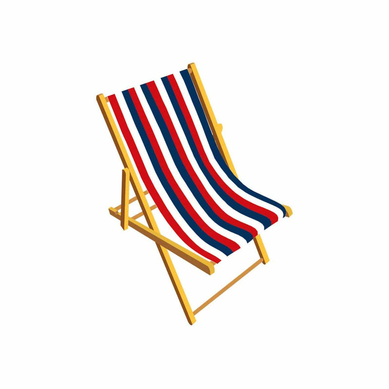 Red, white and blue striped deckchair