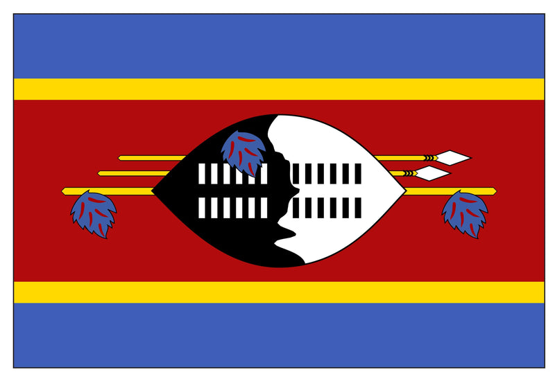 Swaziland 2yd (183cm x 91cm) Sewn Flag with rope and toggle