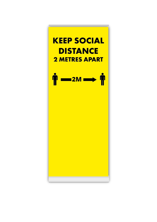 Social distance roller banner